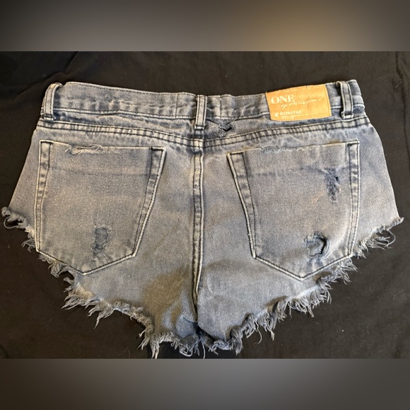 One Teaspoon Distressed Denim Shorts - Blue - Picture 3 of 3